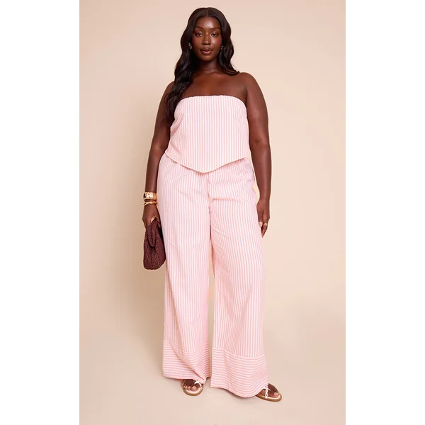 Plus Orange Mid Rise Wdie Leg Pants