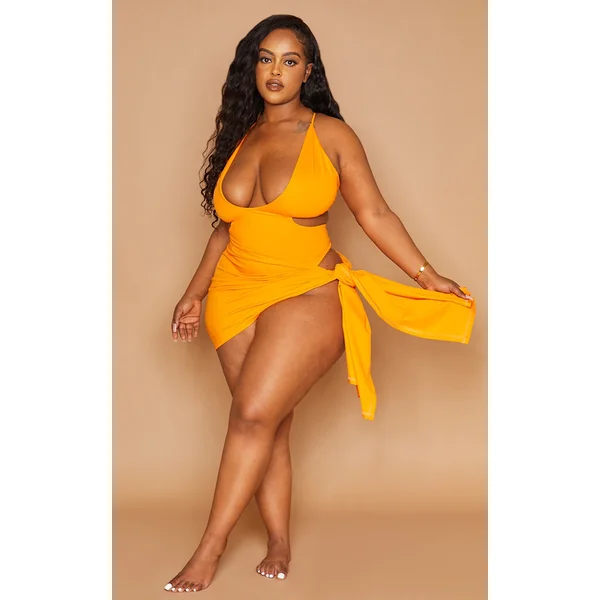 Plus Orange Tie Side Sarong