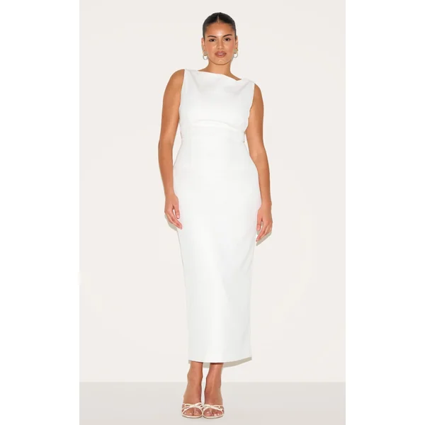 Plus Premium White Scoop Back Midaxi Dress