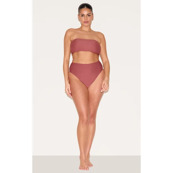 Plus Rust Basic High Waist Bikni Bottom