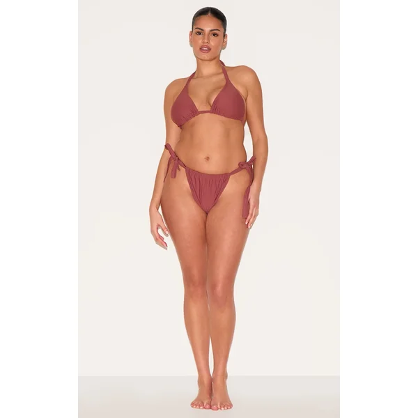 Plus Rust Basic Tanga Tie Side Bikini Bottom