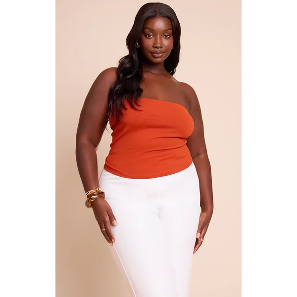Plus Rust Soft Cotton Bandeau Top