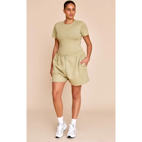 Plus Sage Green Sweat Shorts