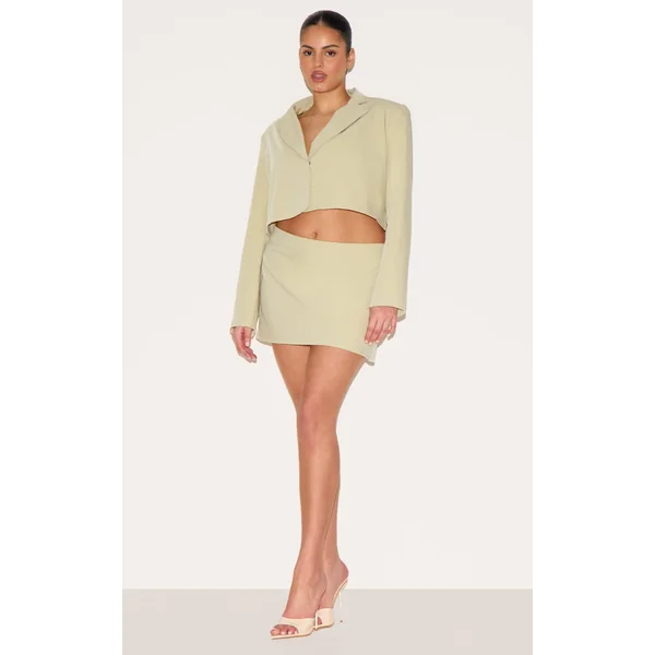 Plus Sage Green Tailored Woven Bow Detail Micro Mini Skirt