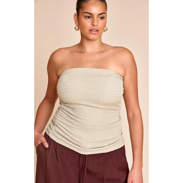 Plus Sage Green Textured Double Layer Bandeau Top