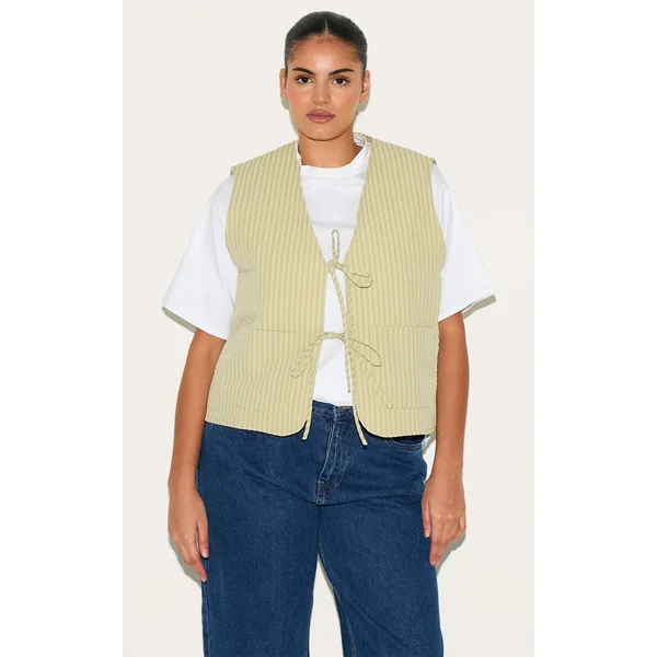 Plus Sage Padded Stripe Vest