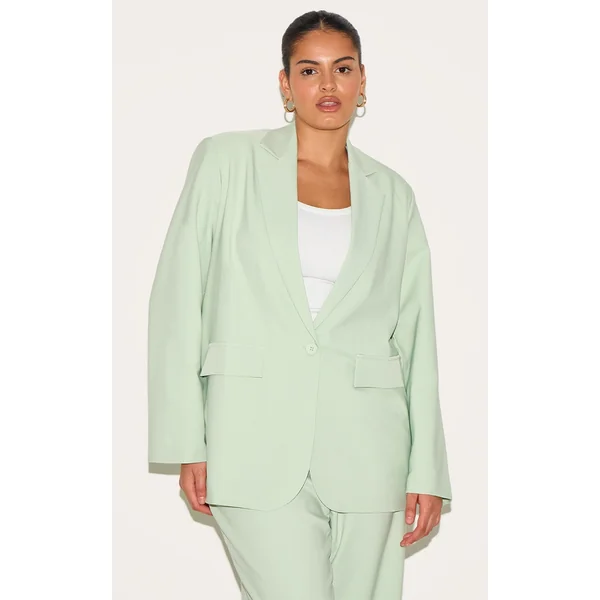 Plus Sage Tailored Structured Blazer