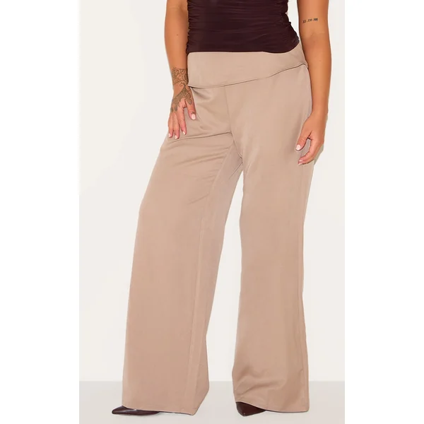 Plus Sand Tailored Design Fold Over Pants