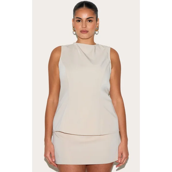 Plus Sand Woven Mid Rise Mini Skirt