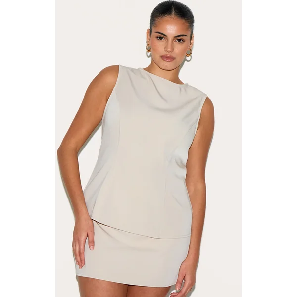 Plus Sand Woven Sleeveless Long Top