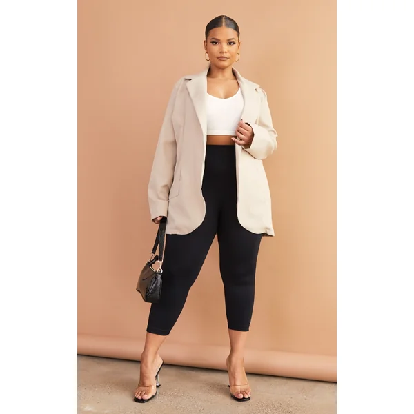 Plus Stone Basic Single Breasted Oversized Blazer