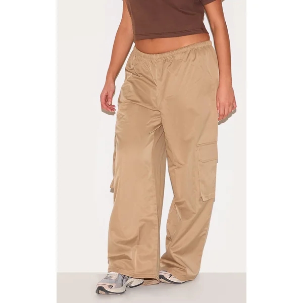 Plus Stone Drawstring Cargo Pocket Detail Straight Leg Pants