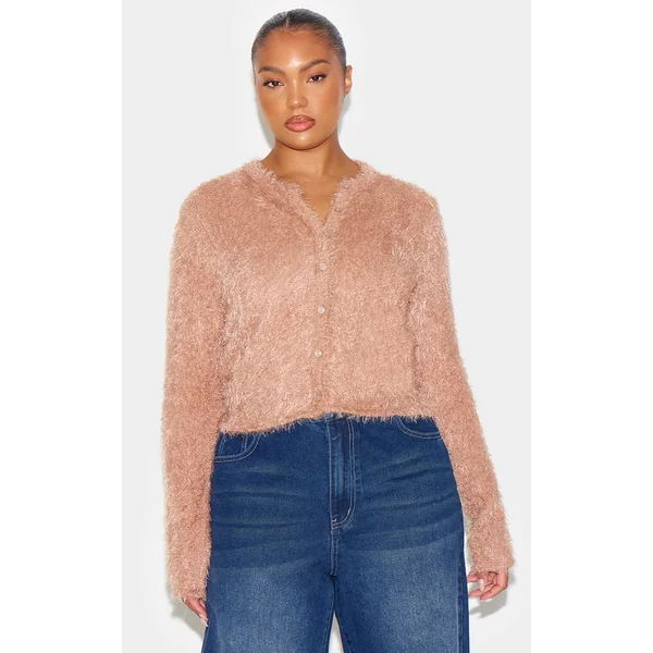 Plus Stone Eyelash Knit Cardigan