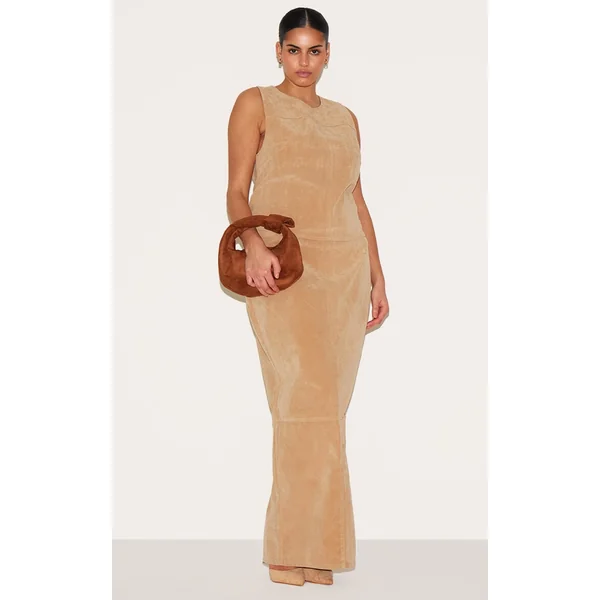 Plus Stone Faux Suede Low Maxi Skirt