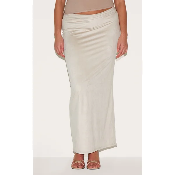 Plus Stone Faux Suede Maxi Skirt