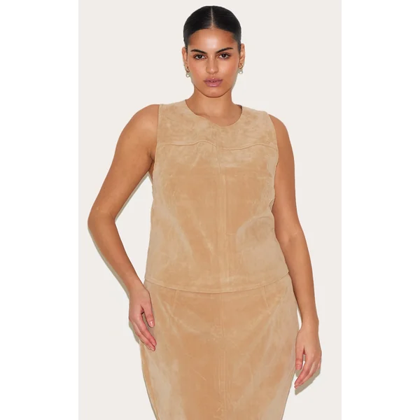Plus Stone Faux Suede Shift Top