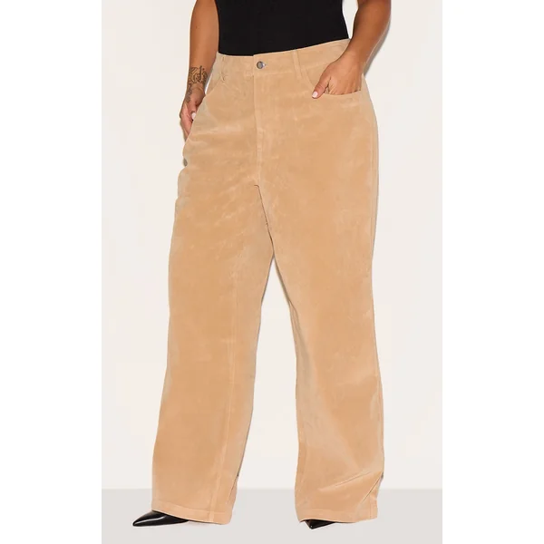 Plus Stone Faux Suede Wide Leg Pants