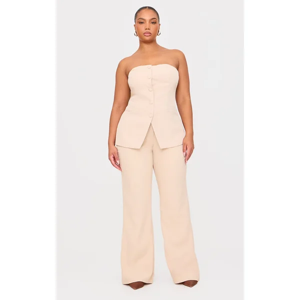 Plus Stone High Waisted Wide Leg Pants