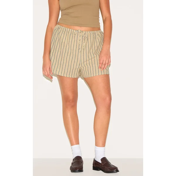 Plus Stone Pinstripe Cotton Floaty Shorts