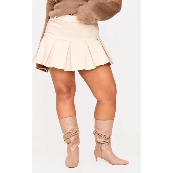 Plus Stone Pleated Bengaline Mini Skirt