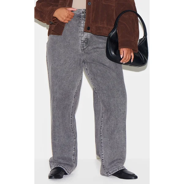 Plus Washed Grey Boyfriend Jeans