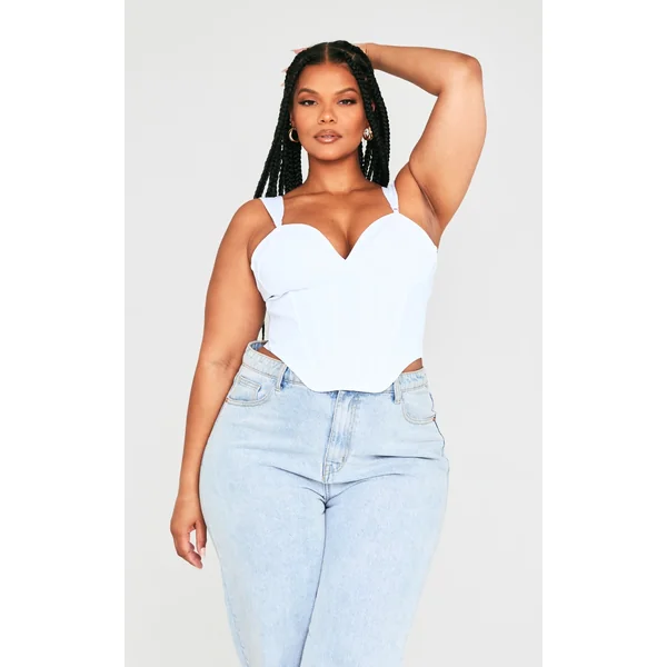 Plus White Bandage Dip Hem Bust Cup Corset