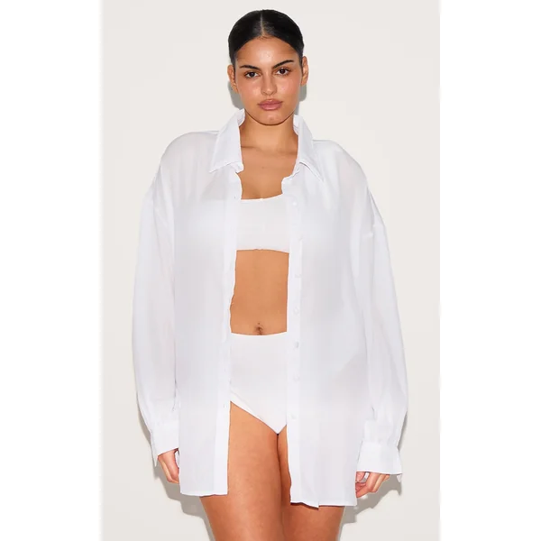Plus White Oversized Beach Shirt