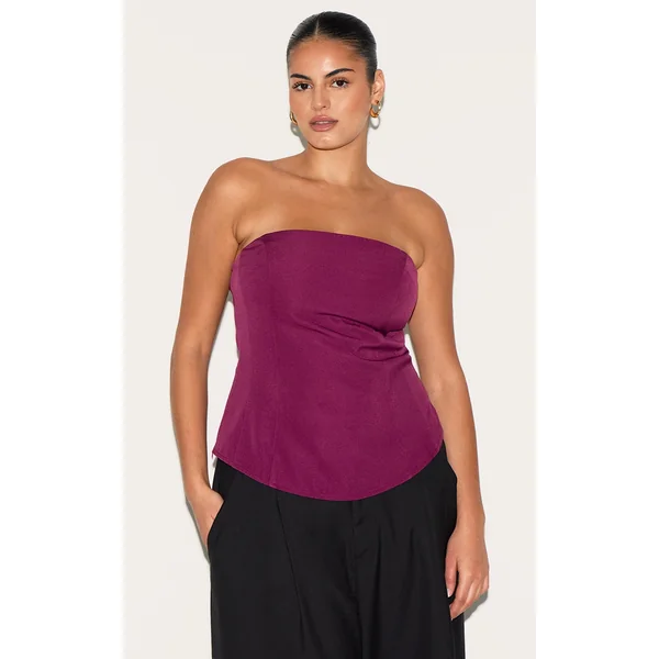 Plus Wine Peplum Bandeau