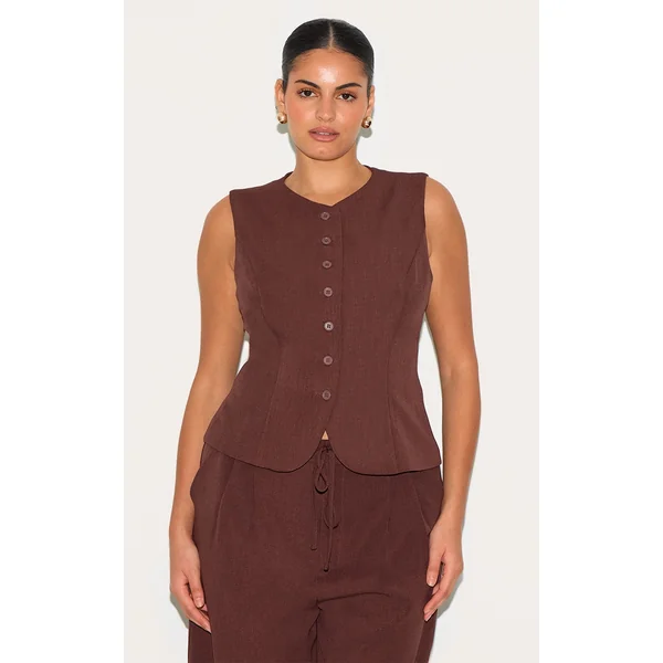 Plus Wine Tailored Woven Vest