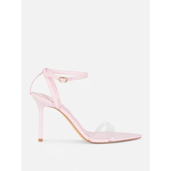 Pointed Toe Heeled Sandals - Pink