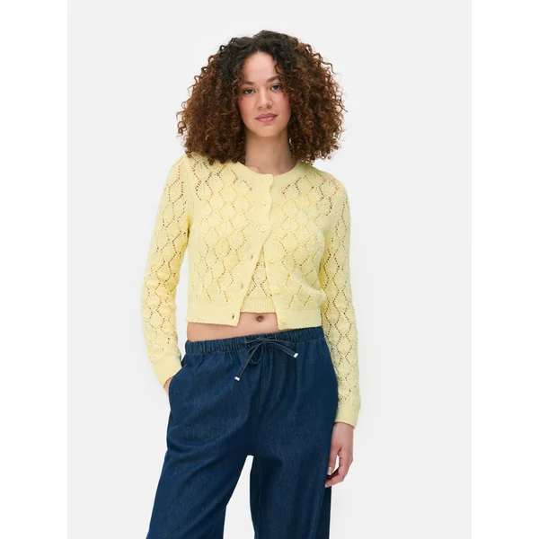 Pointelle Cardigan - Yellow