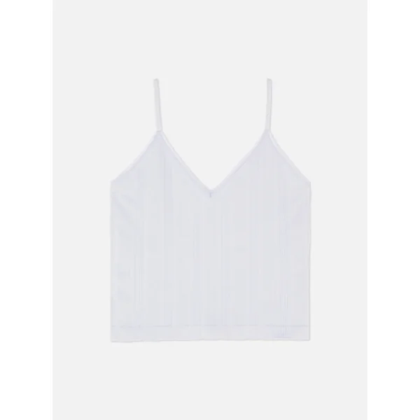 Pointelle Cropped V-Neck Pajama Cami - Light Blue