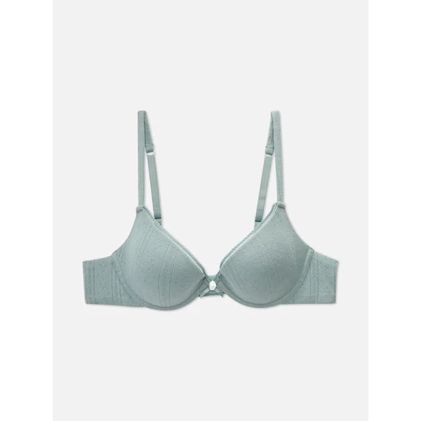 Pointelle Push-Up Bra - Green