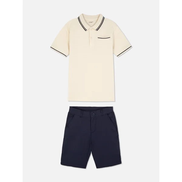 Polo Shirt and Chino Shorts - Cream