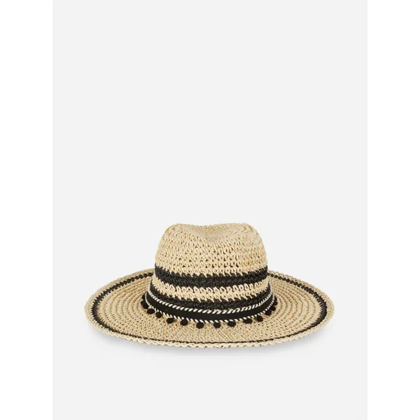 Pompom Panama Hat - Beige