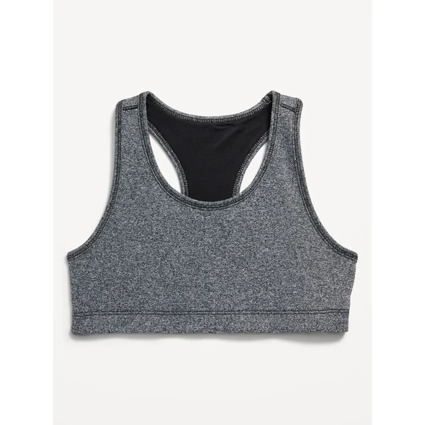 PowerPress Racerback Sports Bra for Girls - Black Jack Heather