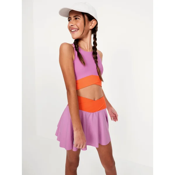 PowerSoft Crossover Longline Sports Bra for Girls - ROCK ROSE