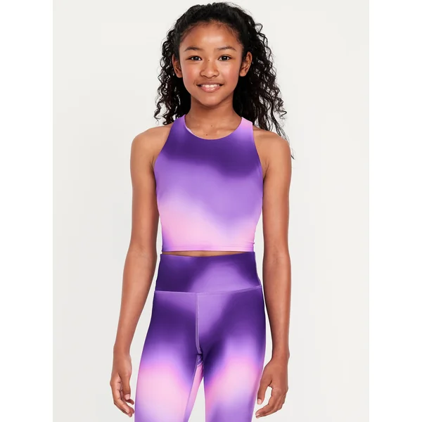 PowerSoft Longline Sports Bra for Girls - Purple Swirl
