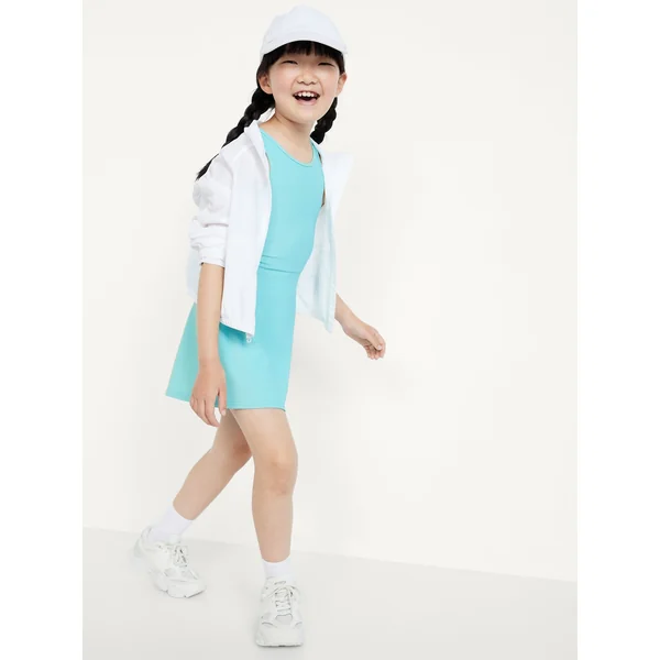 PowerSoft Sleeveless Ribbed Athletic Dress for Girls - Blue/Green