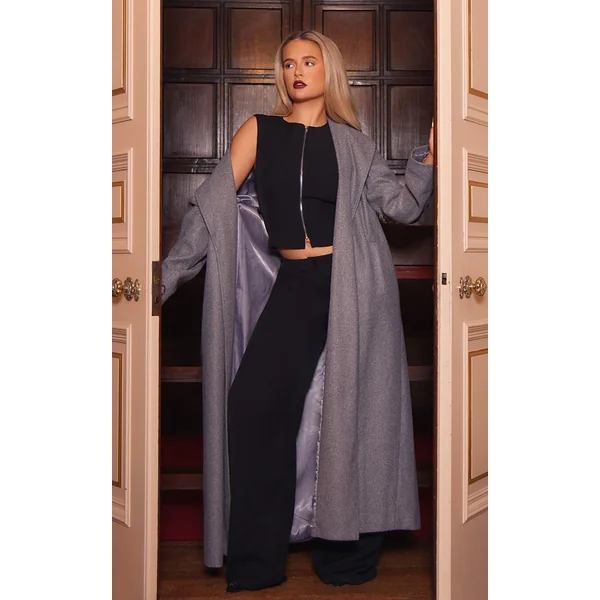 Premium Black Woven High Waist Tailored Pants