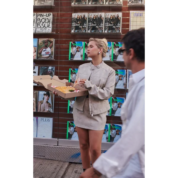 Premium Stone Washed Faux Leather Seam Detail Mini Skirt