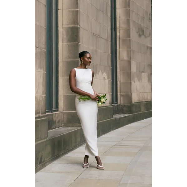 Premium White Scoop Back Midaxi Dress