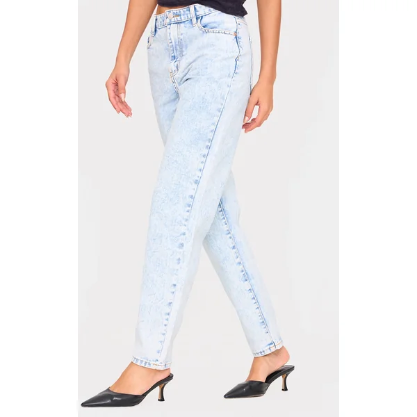 PRETTYLITTLETHING Acid Blue Mom Jeans