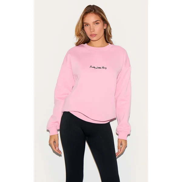 PRETTYLITTLETHING Baby Pink Basic Oversized Sweatshirt