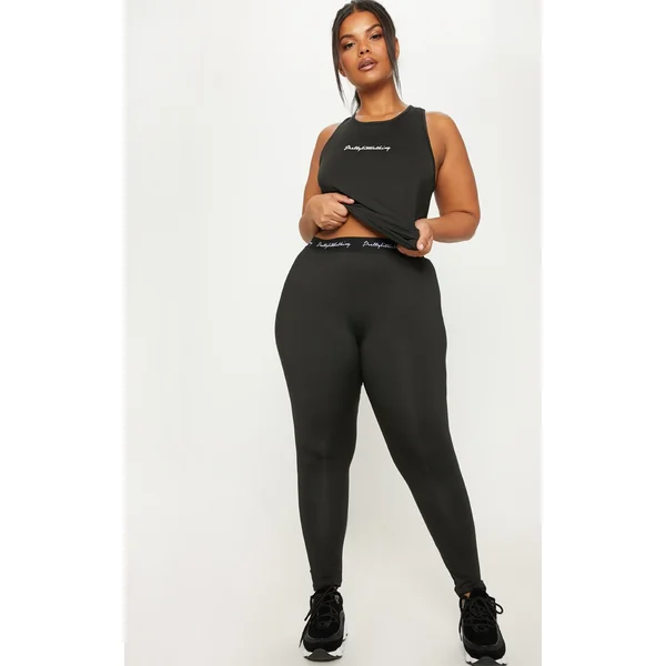 PRETTYLITTLETHING Black Plus Elasticated Band Leggings