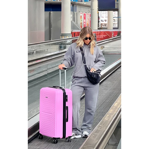 PRETTYLITTLETHING Charcoal Grey Logo Badge Straight Leg Sweatpants