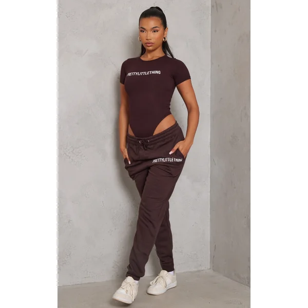 PRETTYLITTLETHING Chocolate Brown High Waist Cuffed Sweatpant