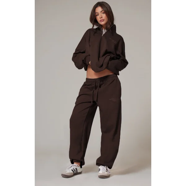 PRETTYLITTLETHING Chocolate Premium Print Cuffed Sweatpants