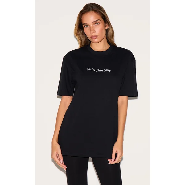PRETTYLITTLETHING Cotton Black Oversized T-Shirt