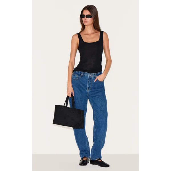 PRETTYLITTLETHING Dark Blue High Waist Mom Jeans
